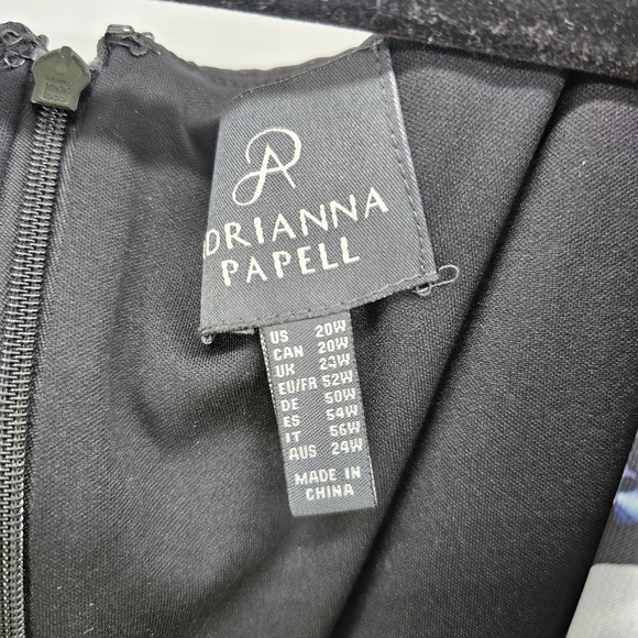 Adrianna Papell Blk/Blue Floral Printed Chiffon Formal Event Gown Womens 20W - Picture 4 of 9